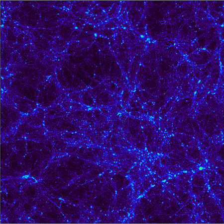  Распределение темной материи в исследуемом участке неба в соответствии с различными моделями. Иллюстрация The Virgo Consortium/Alexandre Amblard/ESA