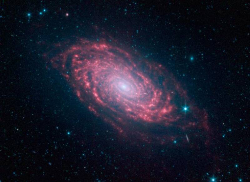 Галактика M63 в инфракрасном диапазоне. Фото NASA/JPL-Caltech