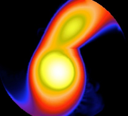 Компьютерная модель слияния звезд. Иллюстрация Patrick Motl