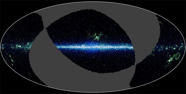Участки небесной сферы, которым попали в открытый доступ. Иллюстрация NASA / JPL-Caltech / UCLA.