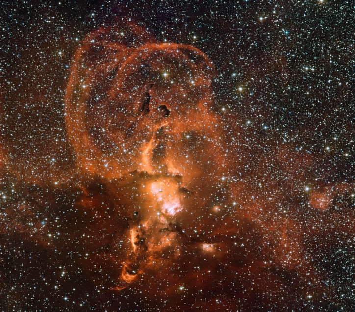 NGC 3582. Фото ESO, Digitized Sky Survey 2 and Joe DePasquale 