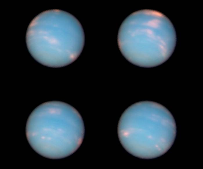 Праздничные фотографии Нептуна выполненные космическим телескопом "Хаббл" 25 и 26 июня 2011 года. Фото NASA, ESA and the Hubble Heritage Team (STScI/AURA) 