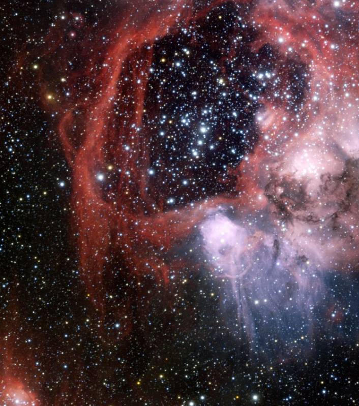 Туманность LHA 120-N 44. В её центре находится звездное скопление NGC 1929. Фото ESO / Manu Mejias 