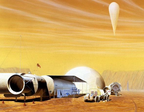Марсианская база. Иллюстрация Mark Dowman / John Frassanito & Associates 
