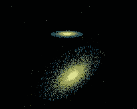 Анимированная модель столкновения галактик