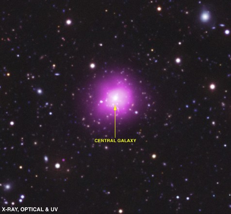 На снимке центральная галактика в галактическом скопление «Феникс». 