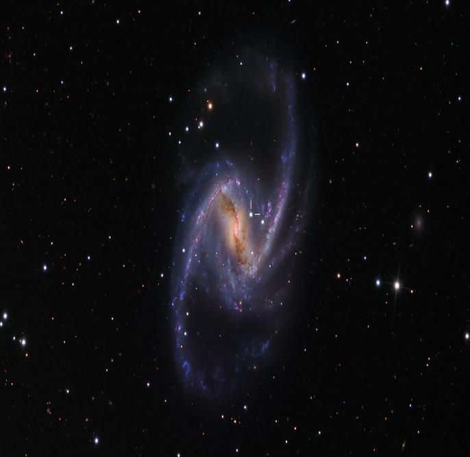 Спиральная галактика с перемычкой NGC 1365 в созвездии Печь. 