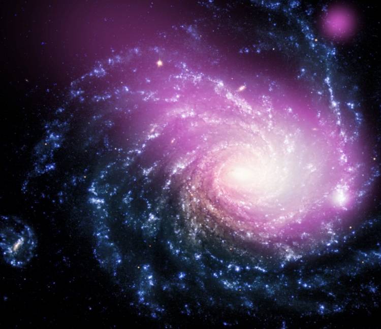 Галактика NGC 1232 в рентгеновском и оптическом диапазоне.