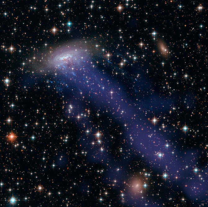 Рентгеновское видение телескопа «Чандра» добавляет галактике огромный хвост из разогретого газа.