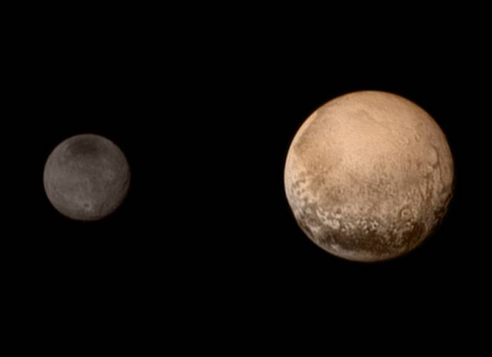 Сравнительные размеры Плутона и Харона.