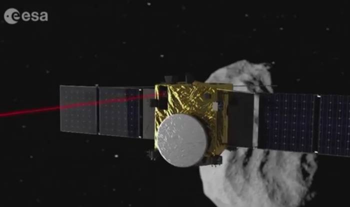 Космический аппарат AIM в системе астероида "Дидим". 