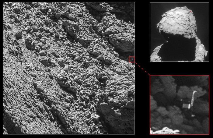 Зонд «Philae» на поверхности кометы 67P/Чурюмова Герасименко.