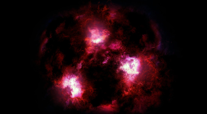 Художественное представление массивной галактики в молодой вселенной