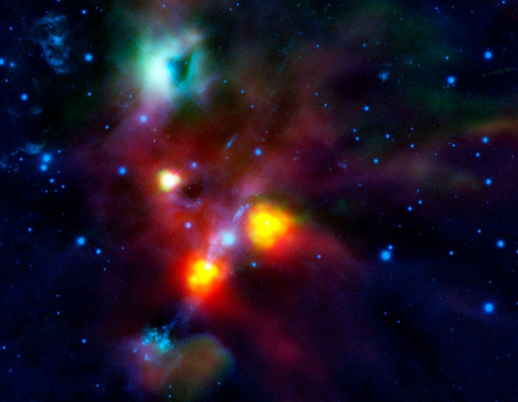 NGC 1999. Загадочное темное пятно находится в облаке зеленоватого отенка в верхней части снимка.
