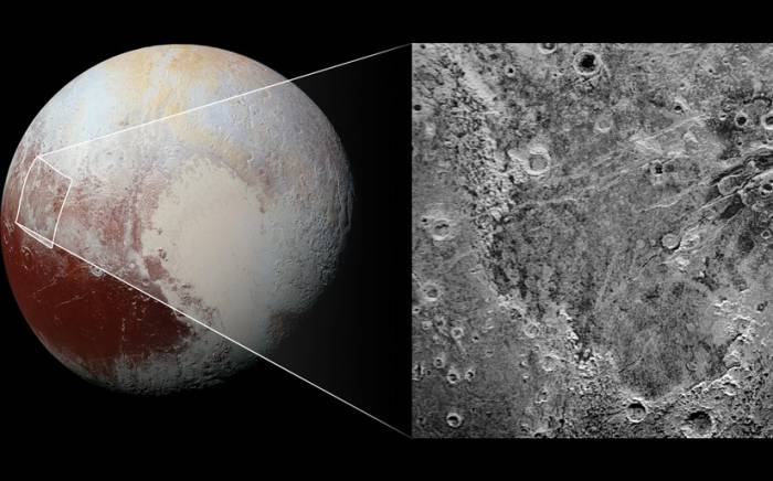 Участок поверхности Плутона со следами сублимации.