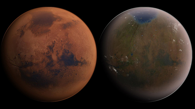 Марс и Земля. Коллаж