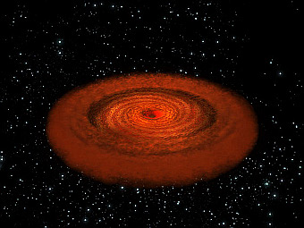 Сверхмассивная черная дыра поглощает материю. Иллюстрация ESA